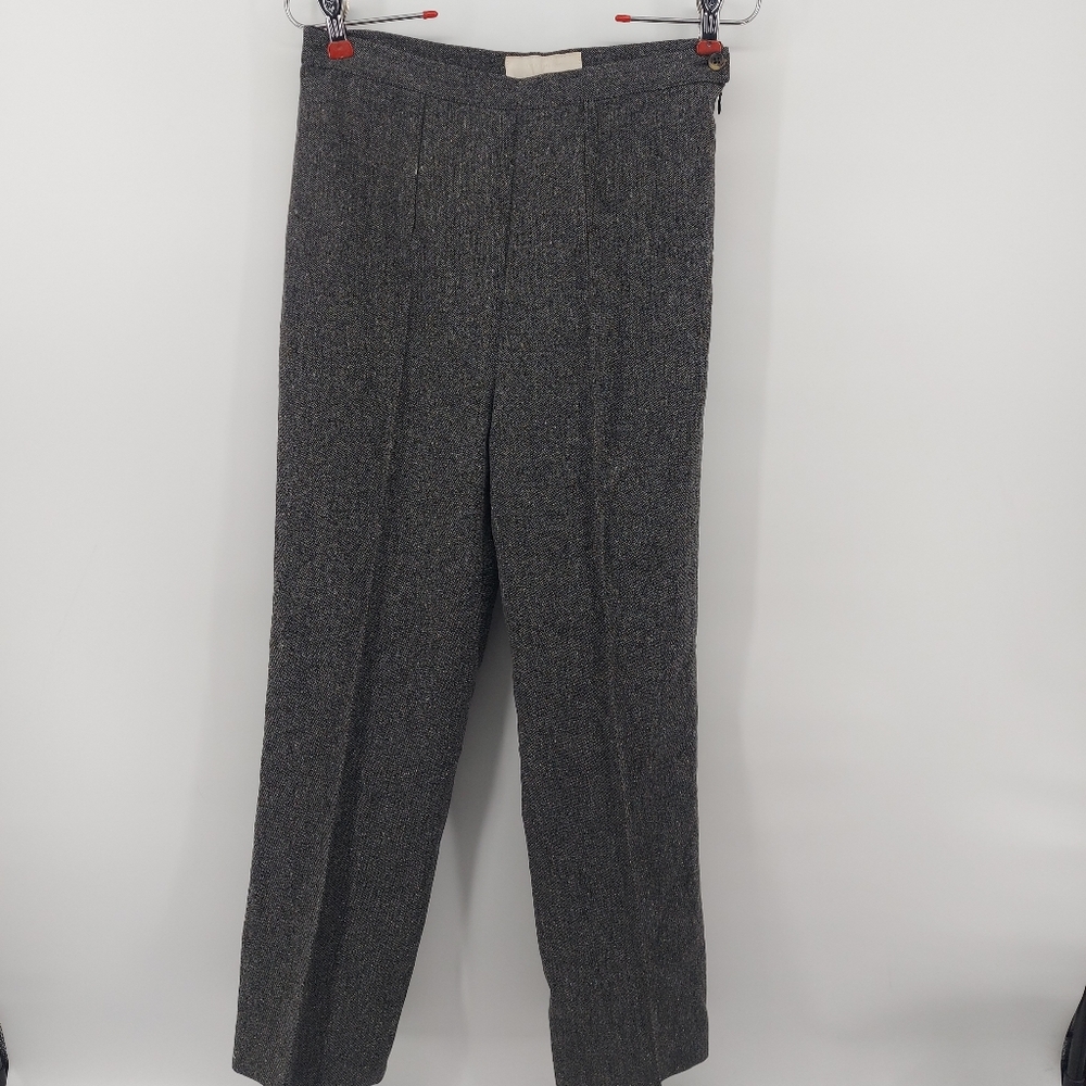Cividini Wool black Straight Leg Trousers Made in Italy Size 44 Side Zip